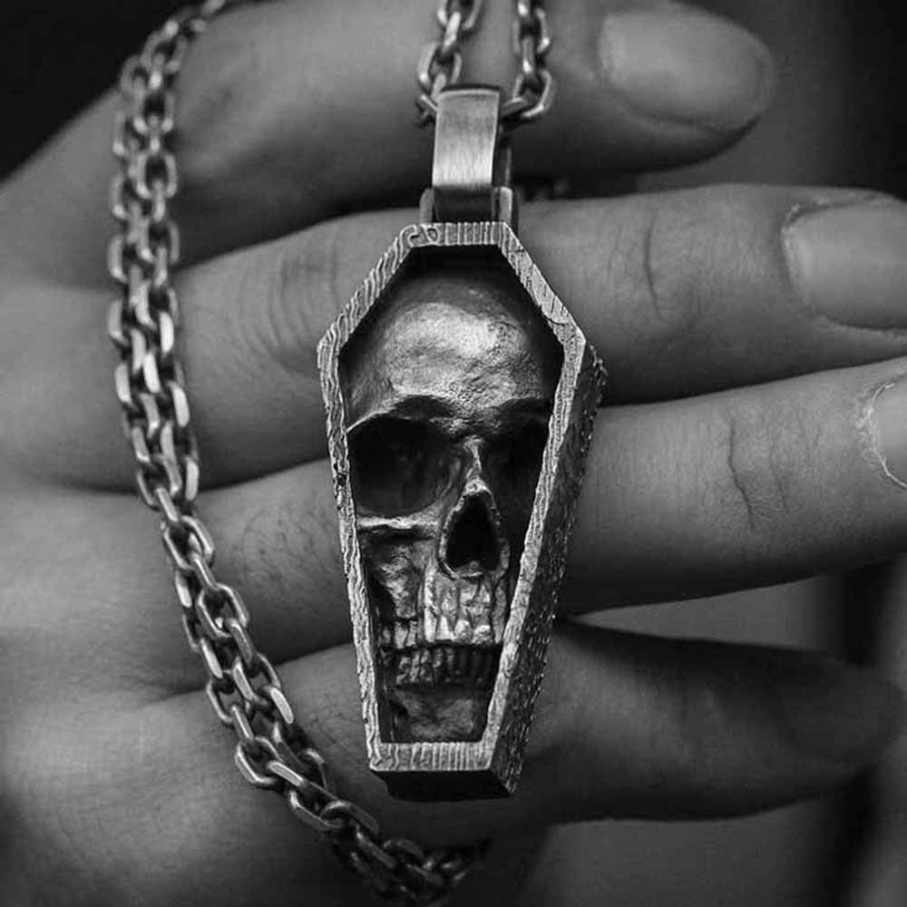 Skull Coffin Pendant - Chrome Cult