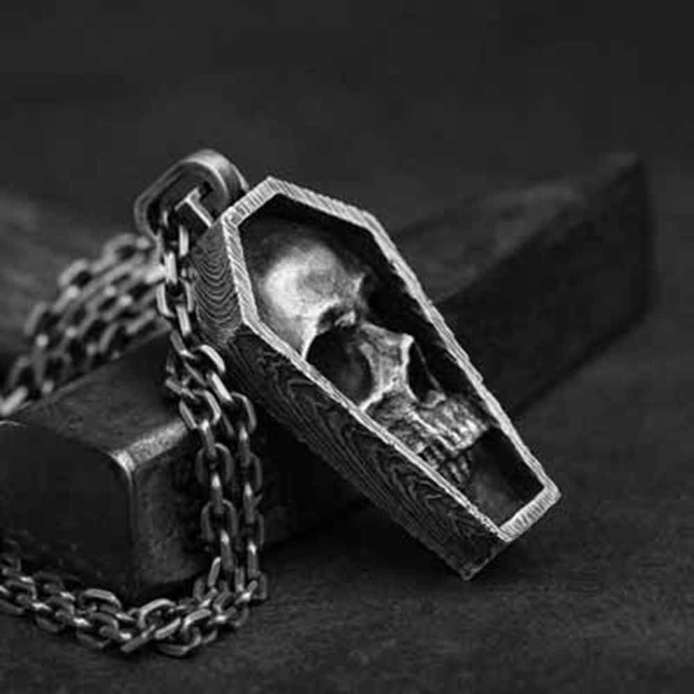 Skull Coffin Pendant - Chrome Cult