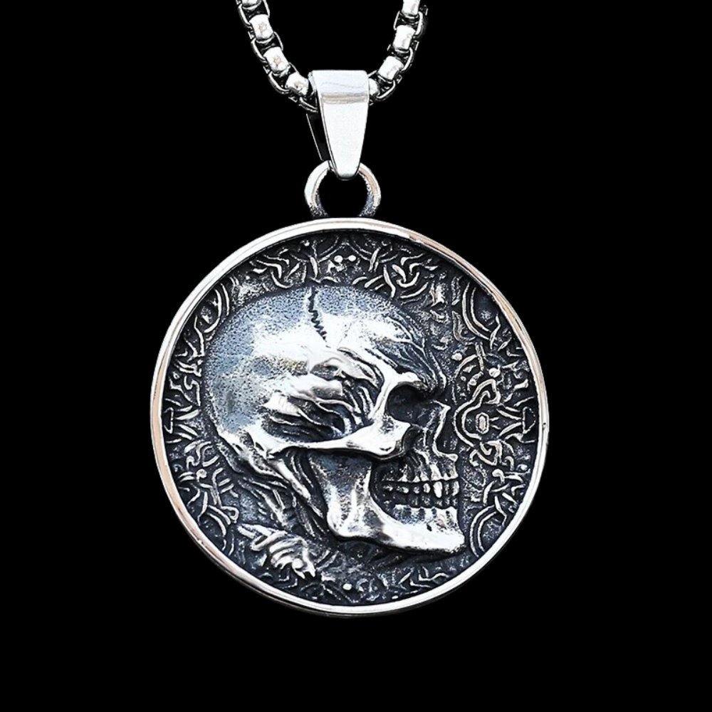 Skull Coin Pendant - Chrome Cult