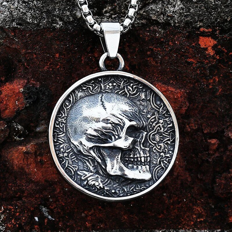 Skull Coin Pendant - Chrome Cult