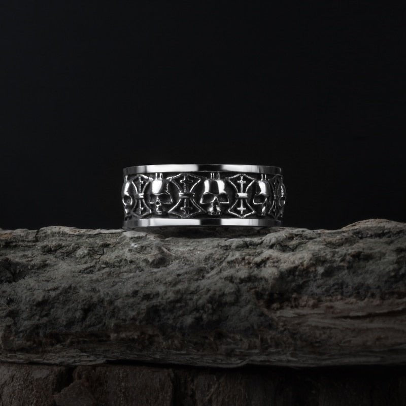 Skull Cross Eternity Ring - Chrome Cult