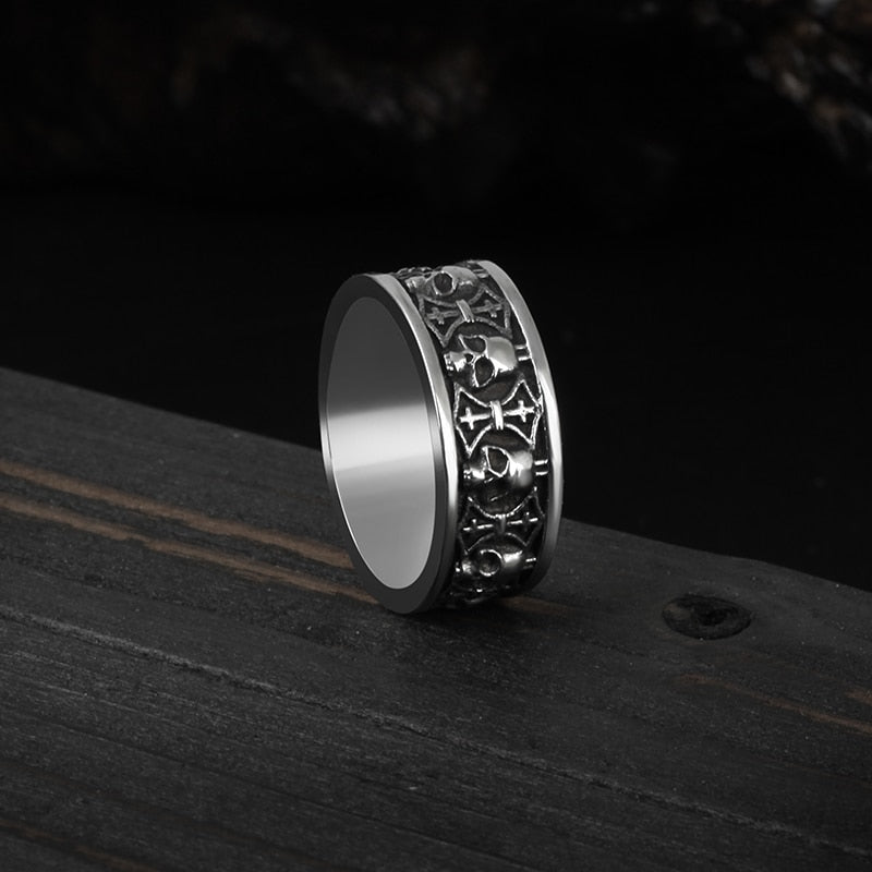 Skull Cross Eternity Ring - Chrome Cult