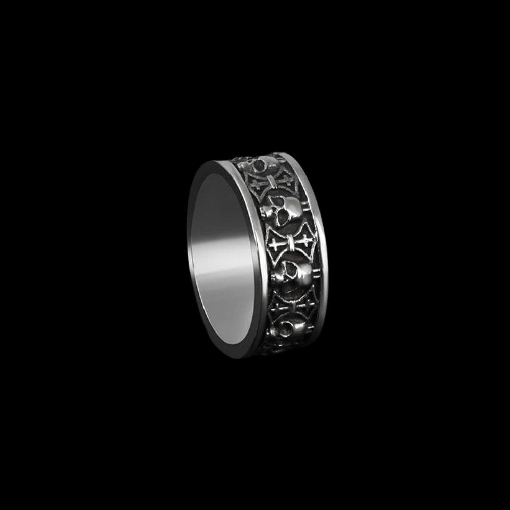 Skull Cross Eternity Ring - Chrome Cult