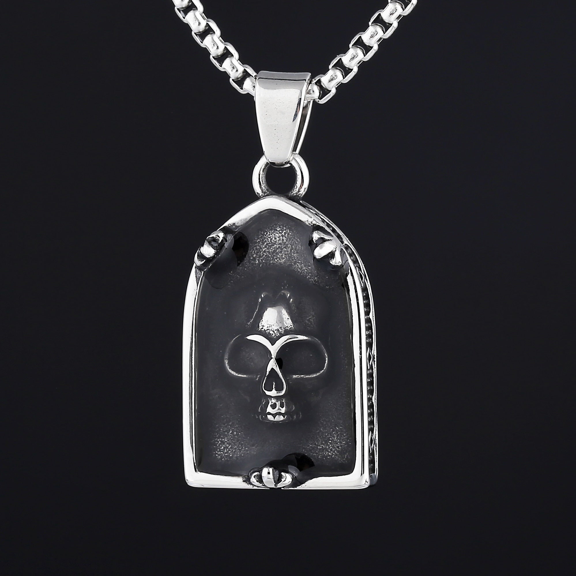 Skull Epoxy Tombstone Pendant - Chrome Cult