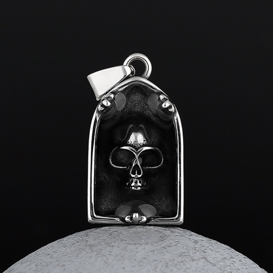 Skull Epoxy Tombstone Pendant - Chrome Cult