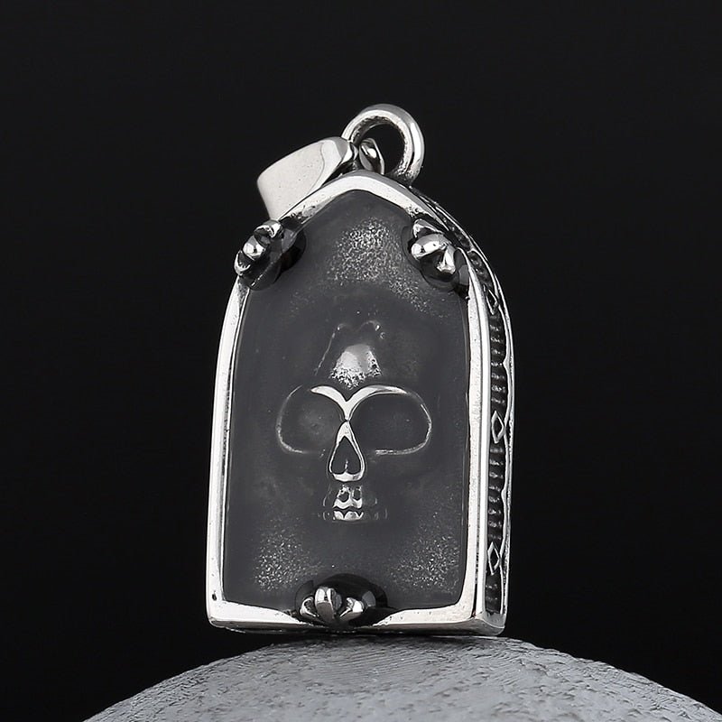 Skull Epoxy Tombstone Pendant - Chrome Cult