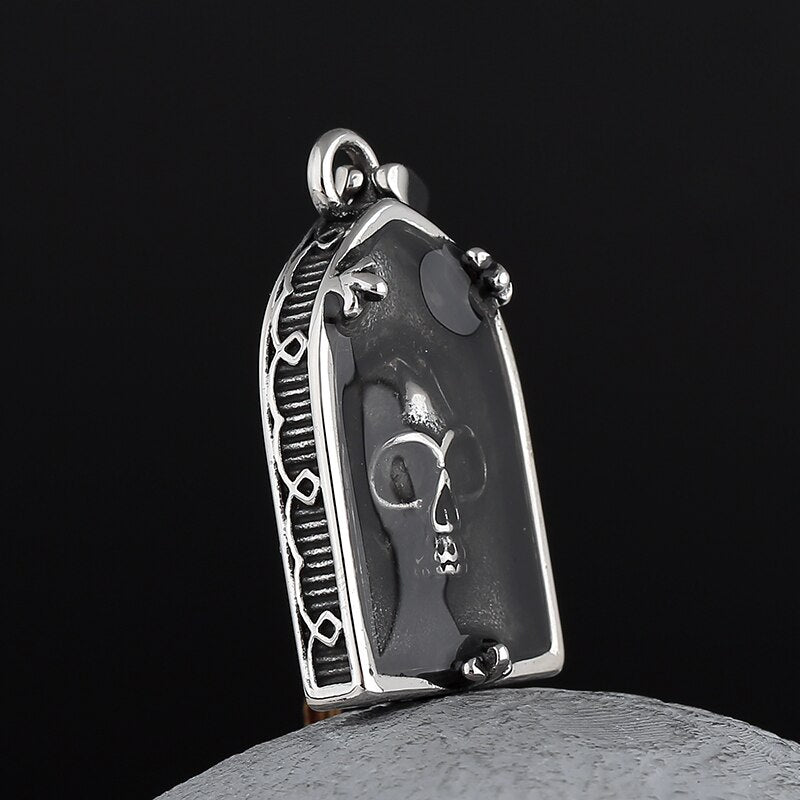 Skull Epoxy Tombstone Pendant - Chrome Cult