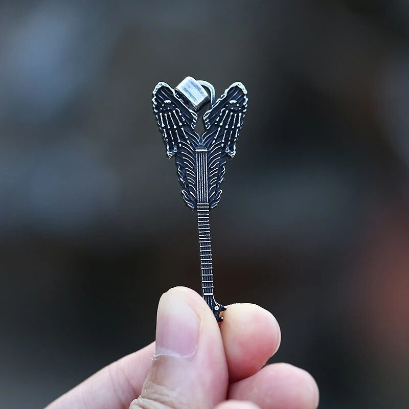 Skull Hands Guitar Pendant - Chrome Cult