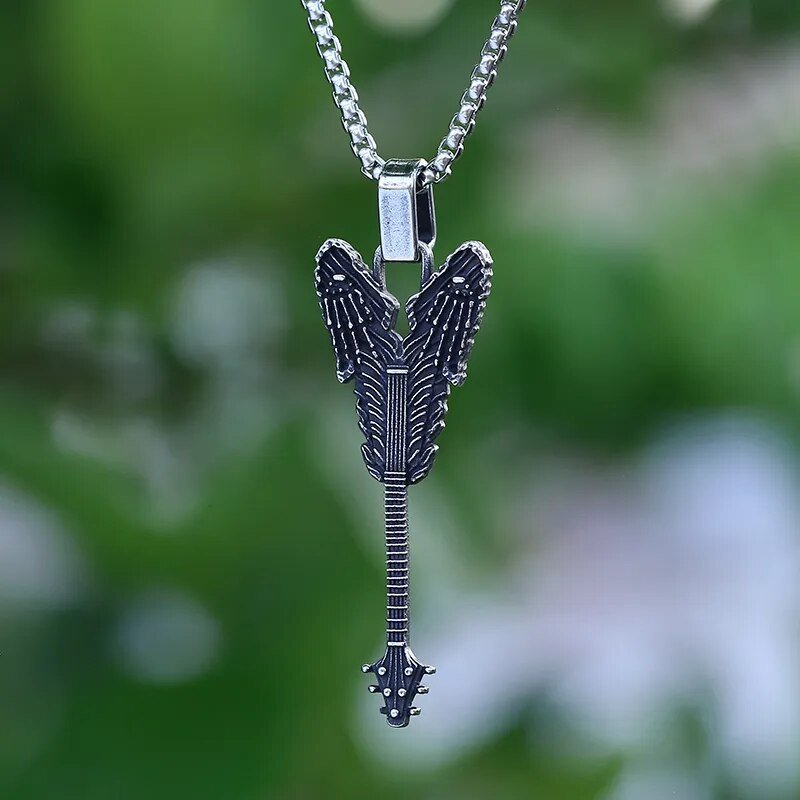 Skull Hands Guitar Pendant - Chrome Cult