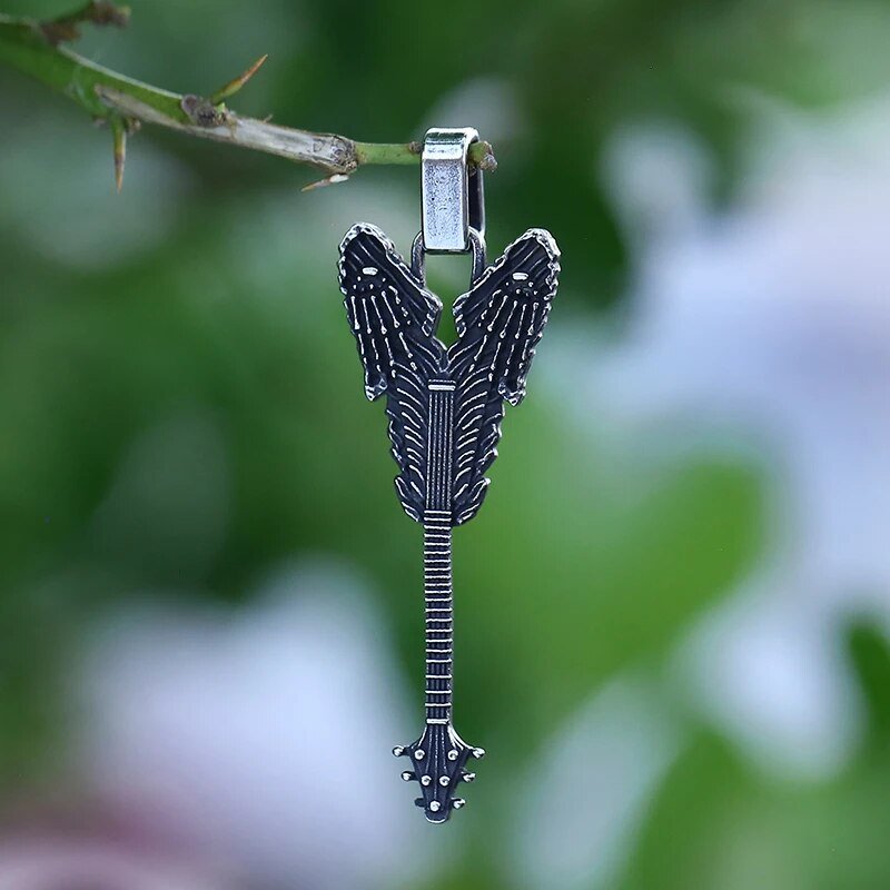 Skull Hands Guitar Pendant - Chrome Cult