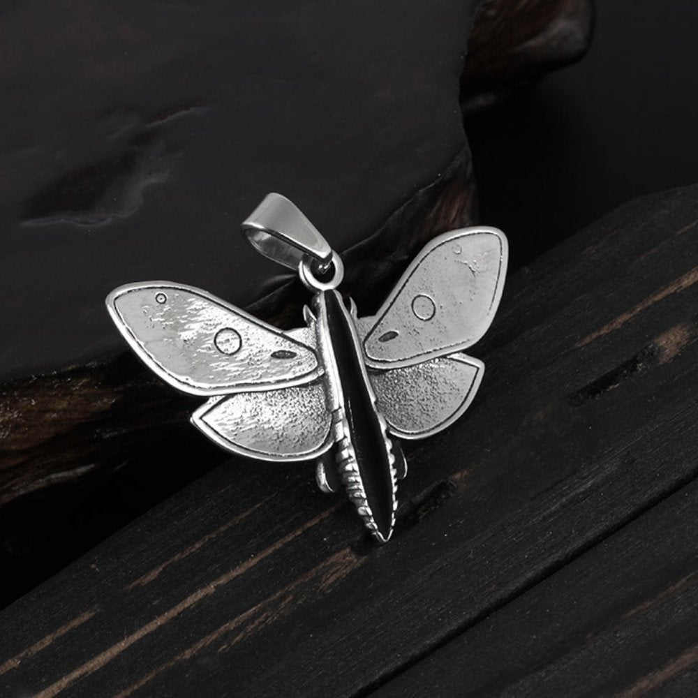 Skull Moth Butterfly Pendant - Chrome Cult