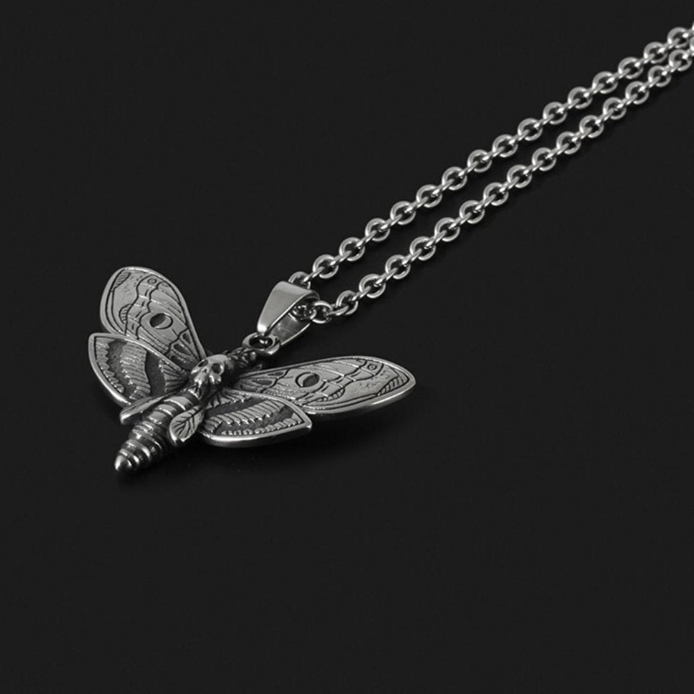 Skull Moth Butterfly Pendant - Chrome Cult