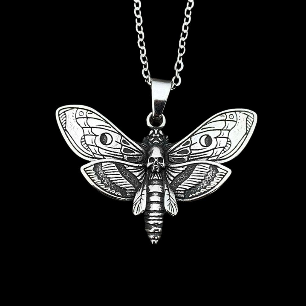 Skull Moth Butterfly Pendant - Chrome Cult