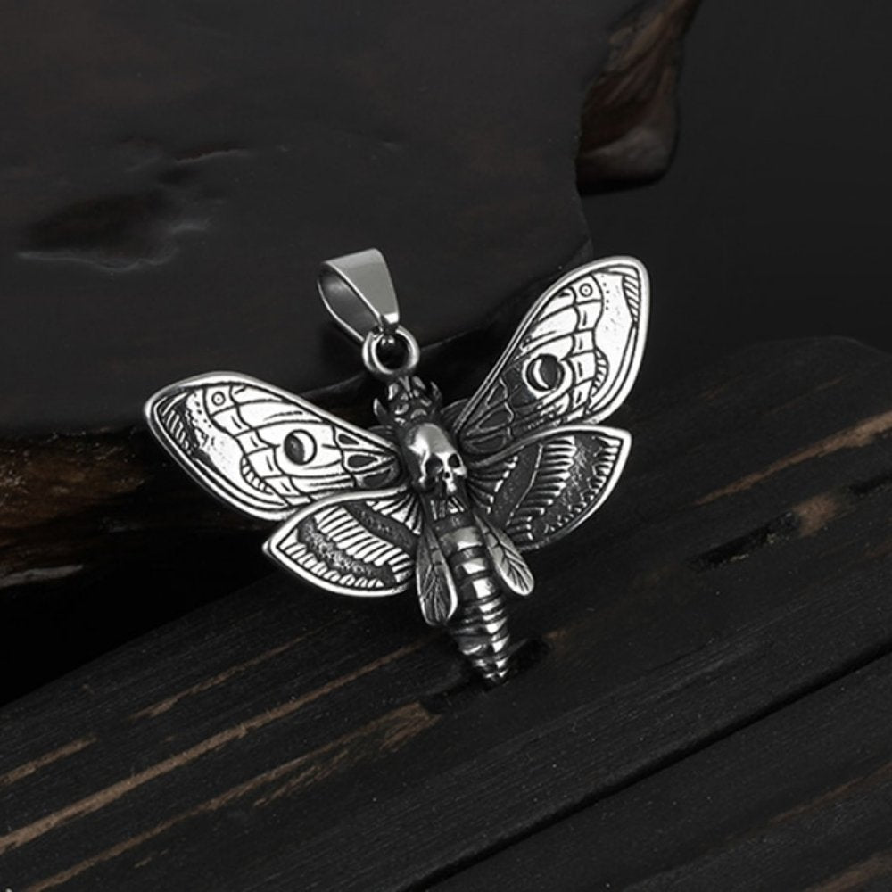 Skull Moth Butterfly Pendant - Chrome Cult