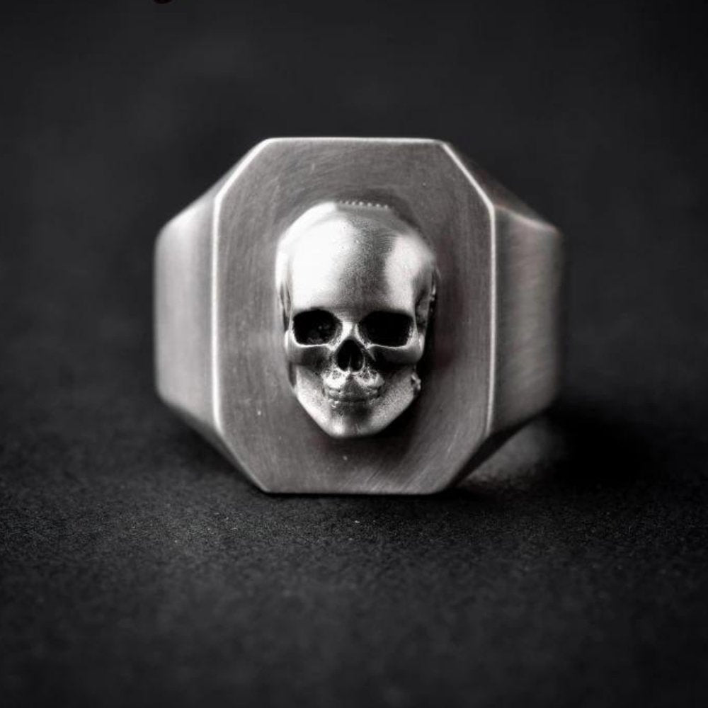 Skull Octagon Ring - Chrome Cult