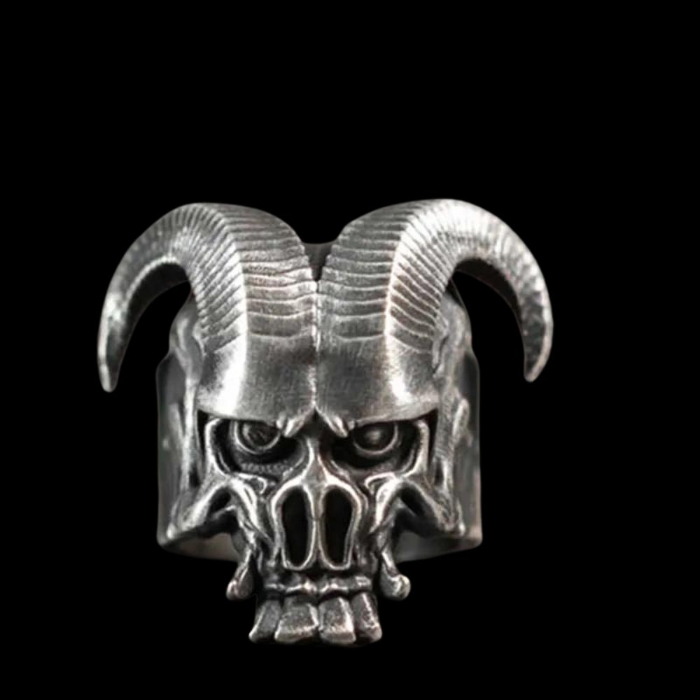 Skull Of The Baphomet Ring - Chrome Cult