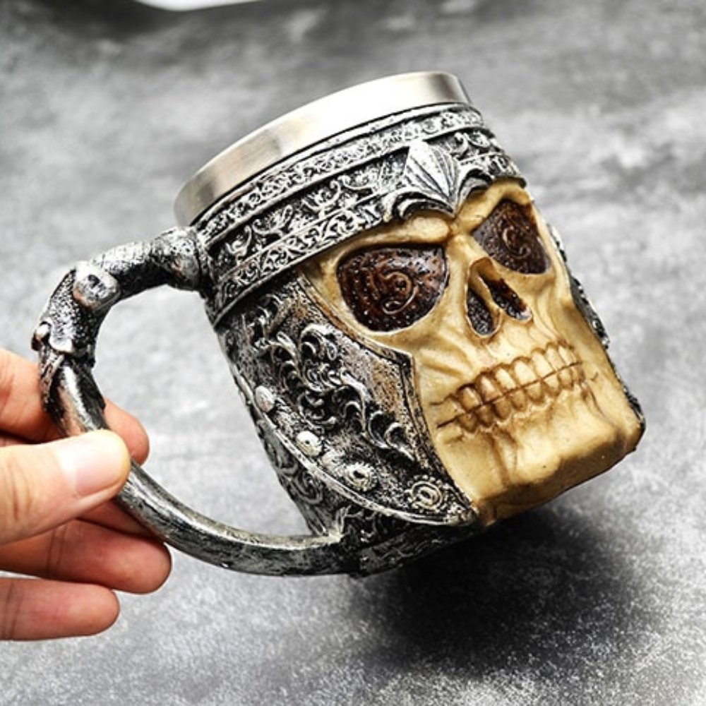 Skull Viking Head Mug - Chrome Cult
