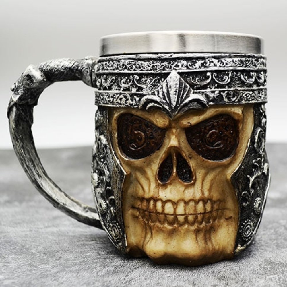 Skull Viking Head Mug - Chrome Cult