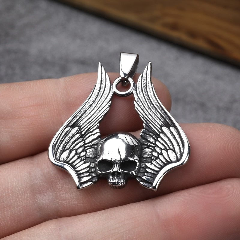 Skull Wings Pendant - Chrome Cult
