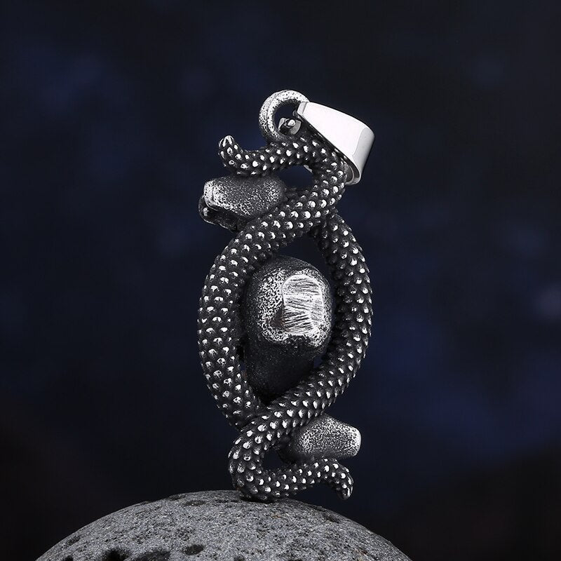 Skull With Snake Pendant - Chrome Cult