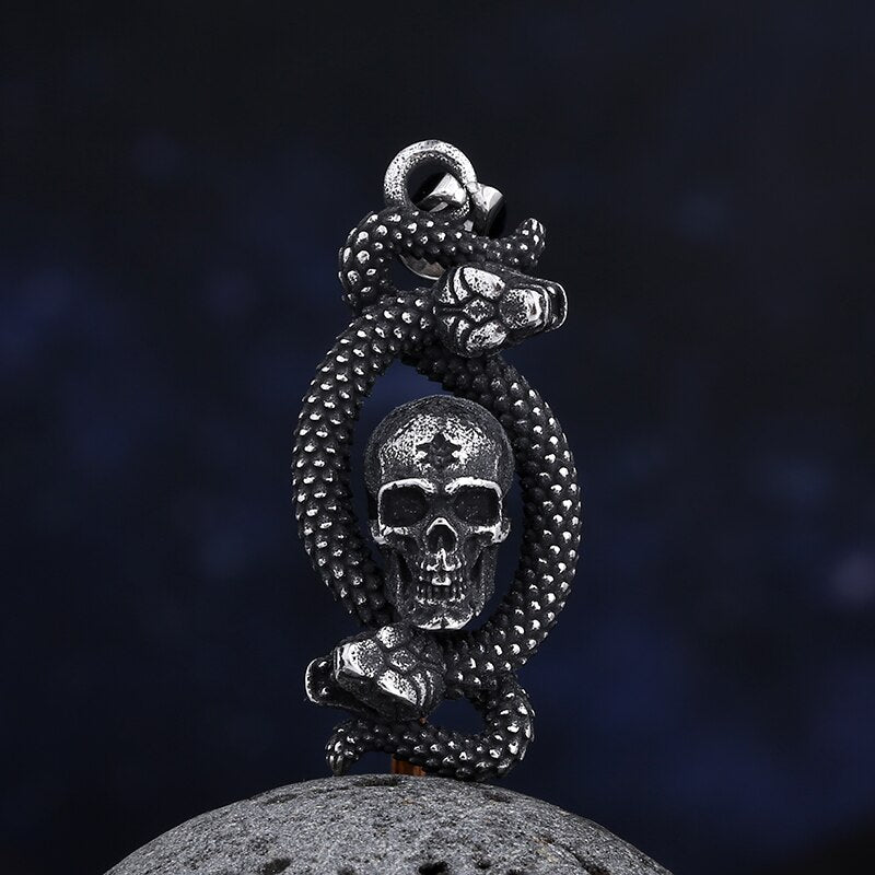 Skull With Snake Pendant - Chrome Cult