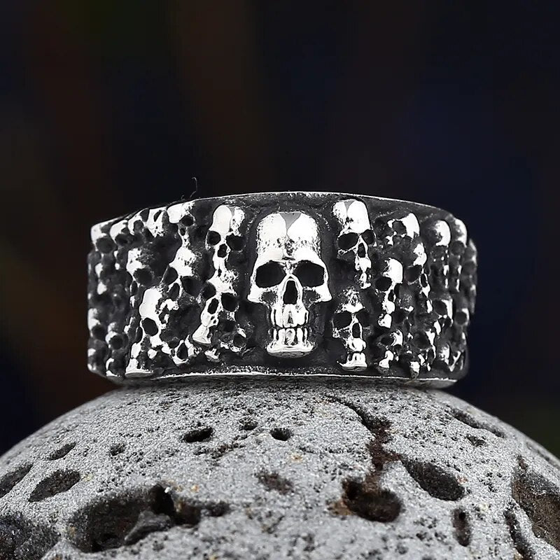 Skulls Of The Catacombs Ring - Chrome Cult