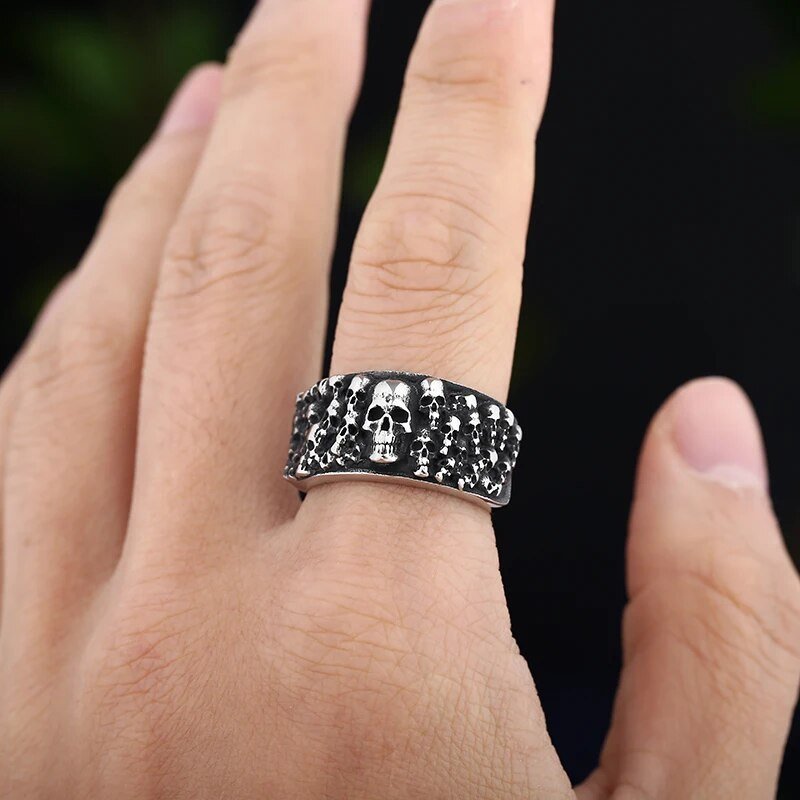 Skulls Of The Catacombs Ring - Chrome Cult