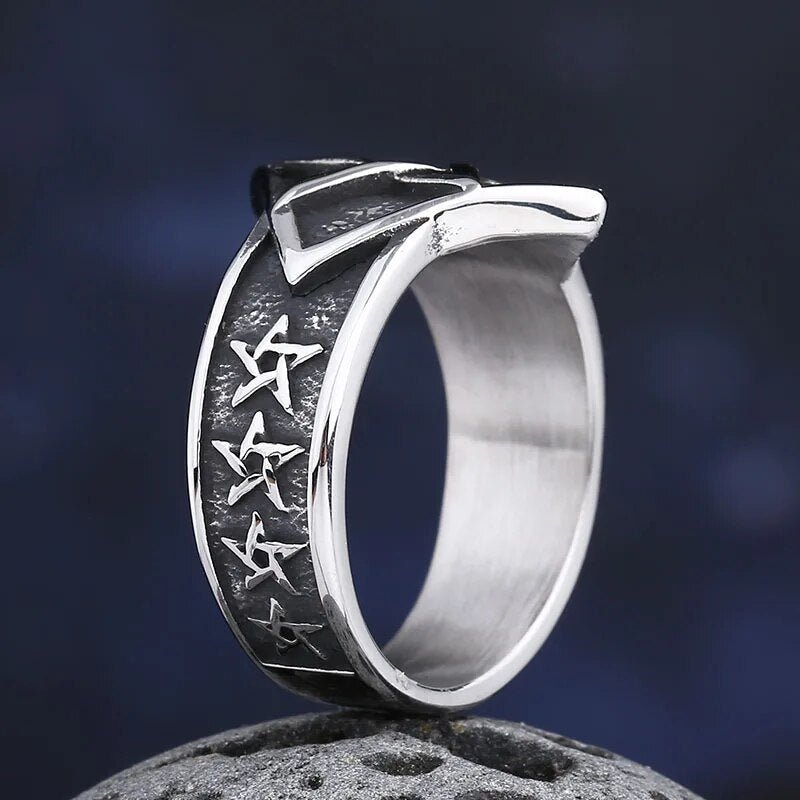 Slave Of Satan Pentagram Ring - Chrome Cult