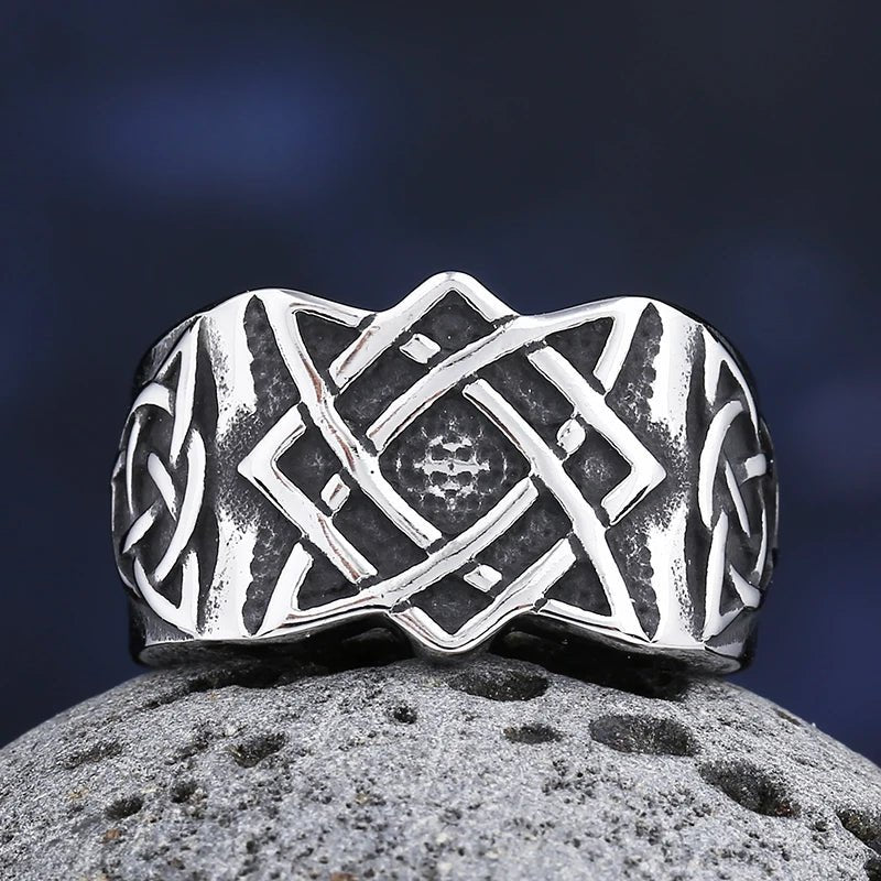 Slavic Viking Svarog Knot Ring - Chrome Cult