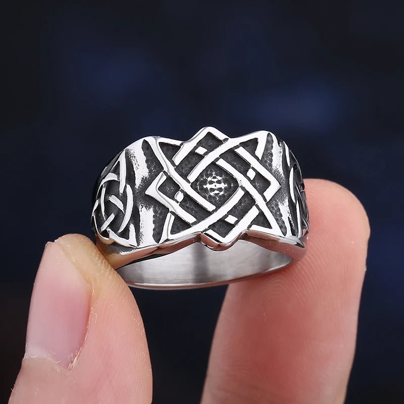 Slavic Viking Svarog Knot Ring - Chrome Cult