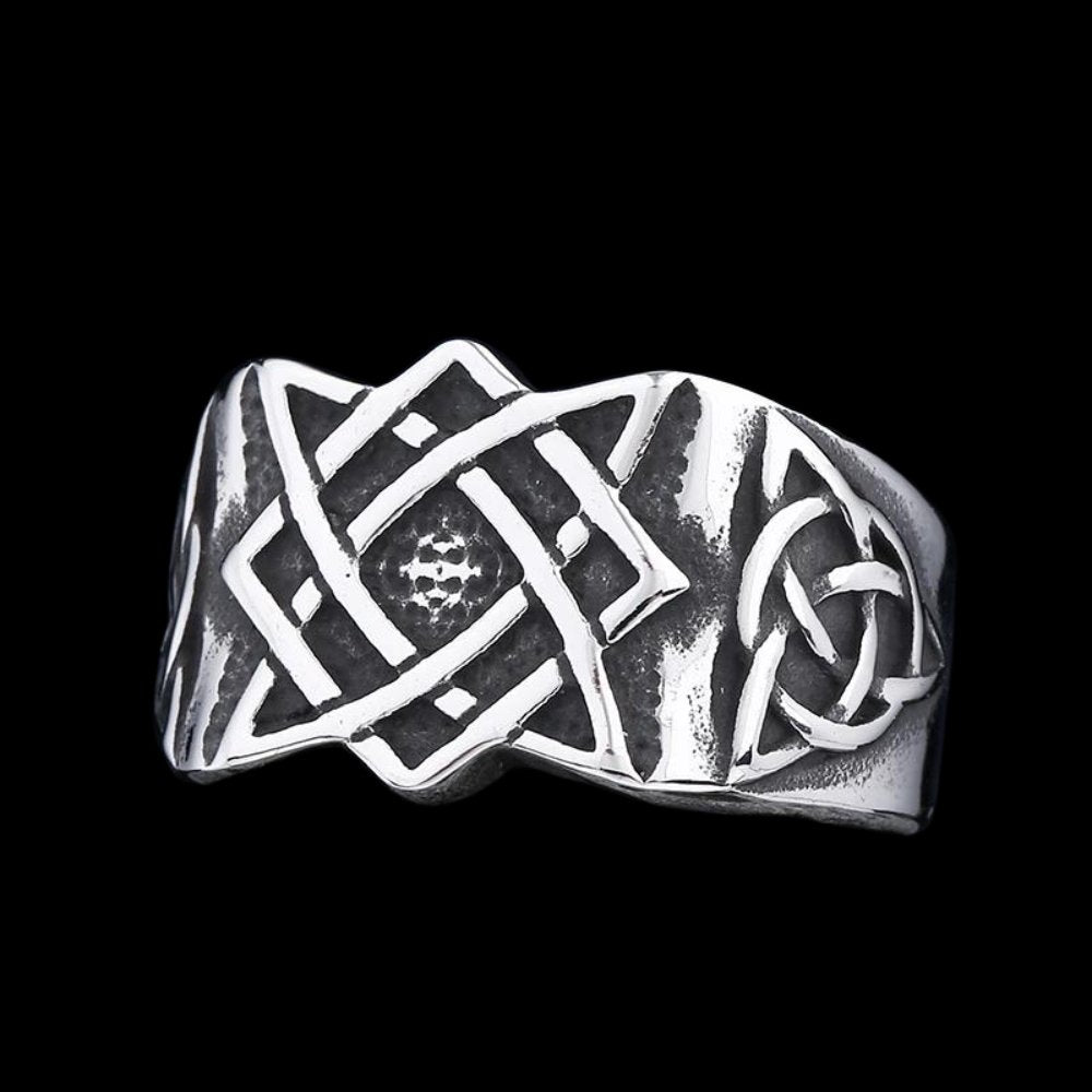 Slavic Viking Svarog Knot Ring - Chrome Cult