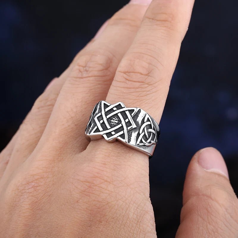 Slavic Viking Svarog Knot Ring - Chrome Cult