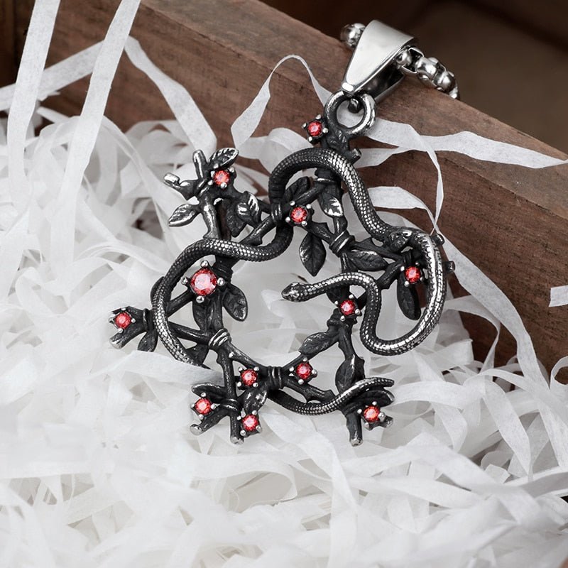 Snake Entwined Star Pendant - Chrome Cult