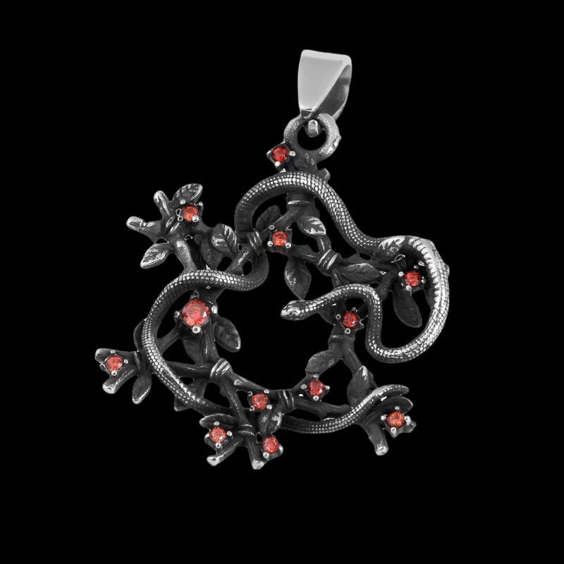 Snake Entwined Star Pendant - Chrome Cult