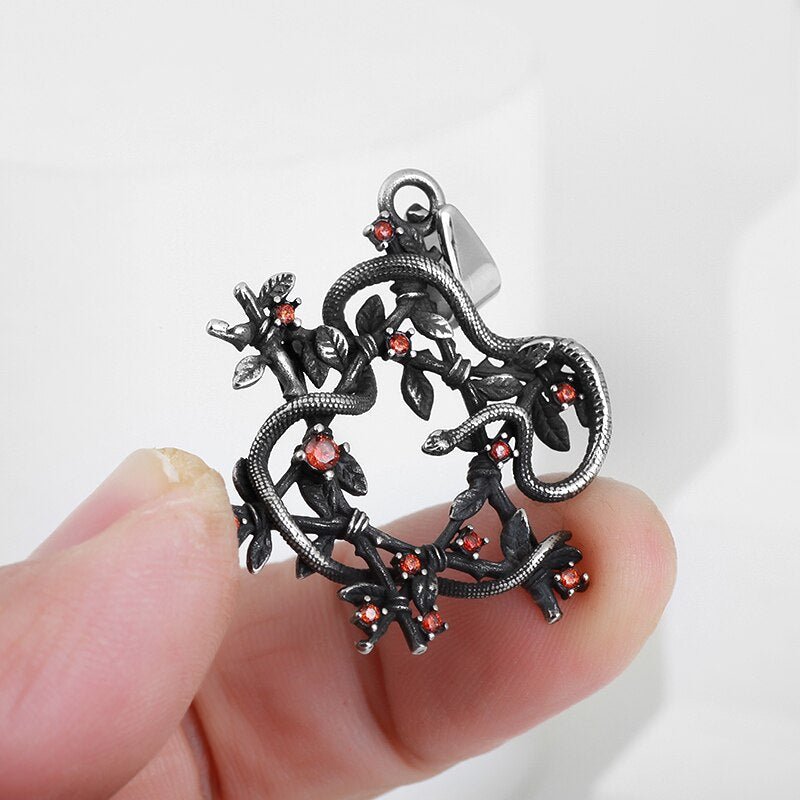 Snake Entwined Star Pendant - Chrome Cult