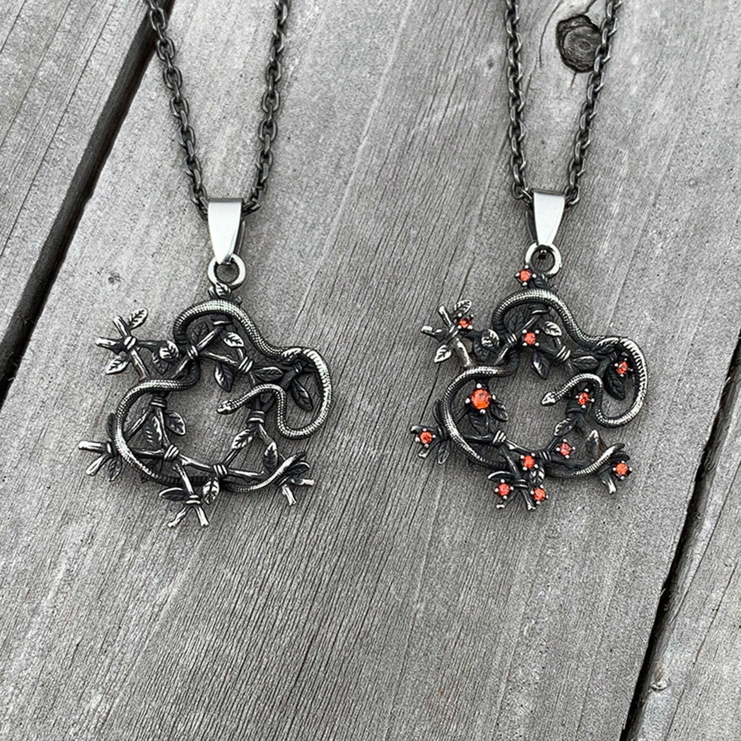 Snake Entwined Star Pendant - Chrome Cult