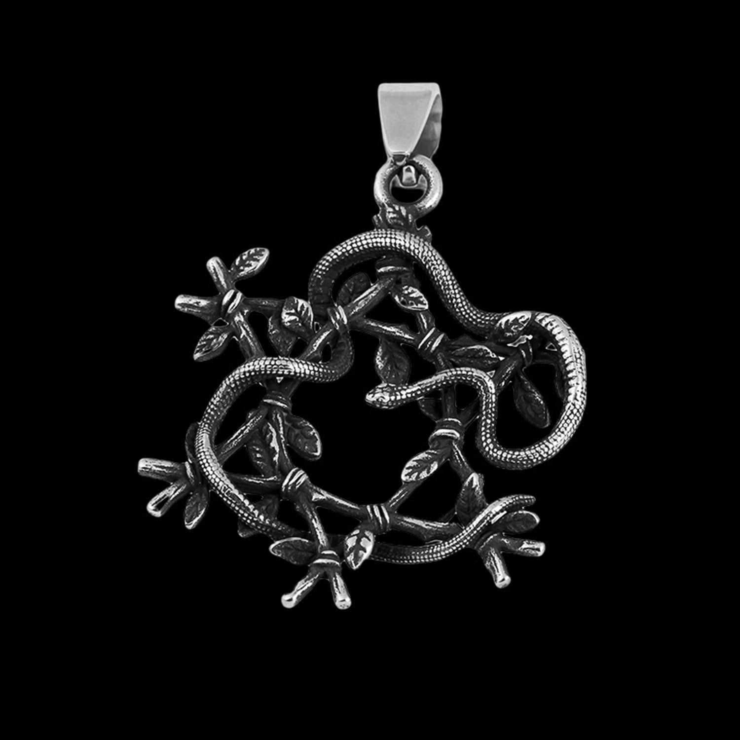 Snake Entwined Star Pendant - Chrome Cult
