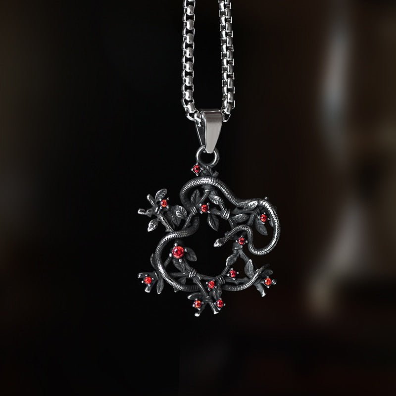 Snake Entwined Star Pendant - Chrome Cult