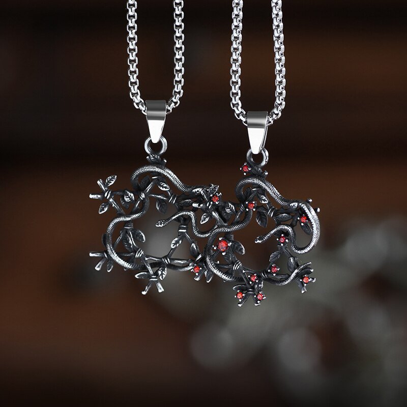 Snake Entwined Star Pendant - Chrome Cult