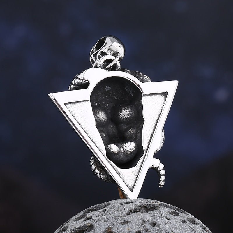 Snake Skull Triangle Pendant - Chrome Cult
