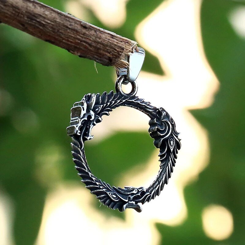 Spiral Dragon Pendant - Chrome Cult