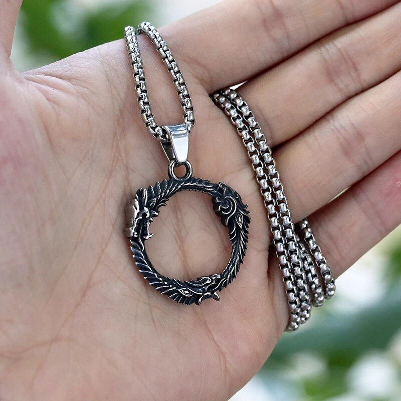 Spiral Dragon Pendant - Chrome Cult