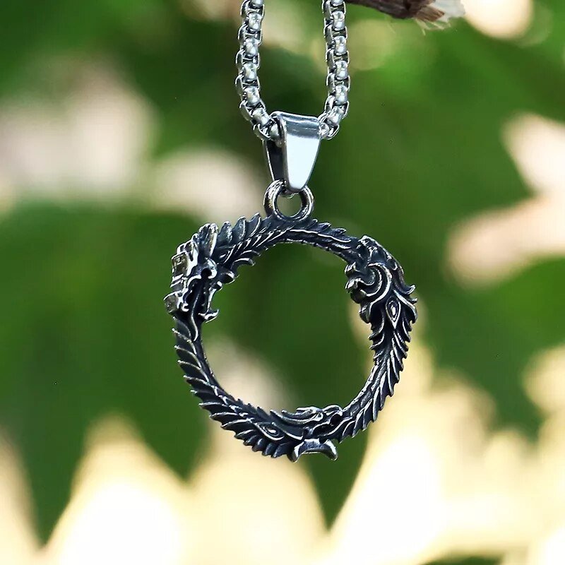 Spiral Dragon Pendant - Chrome Cult
