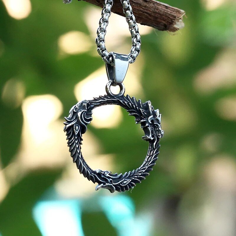 Spiral Dragon Pendant - Chrome Cult