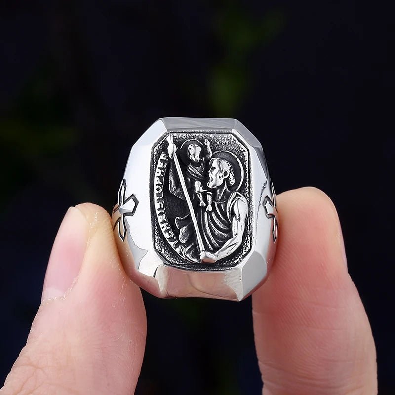 St. Christopher Cross Ring - Chrome Cult