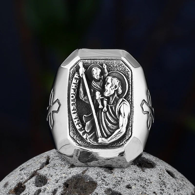 St. Christopher Cross Ring - Chrome Cult