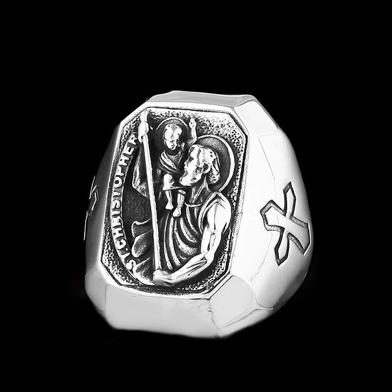 St. Christopher Cross Ring - Chrome Cult