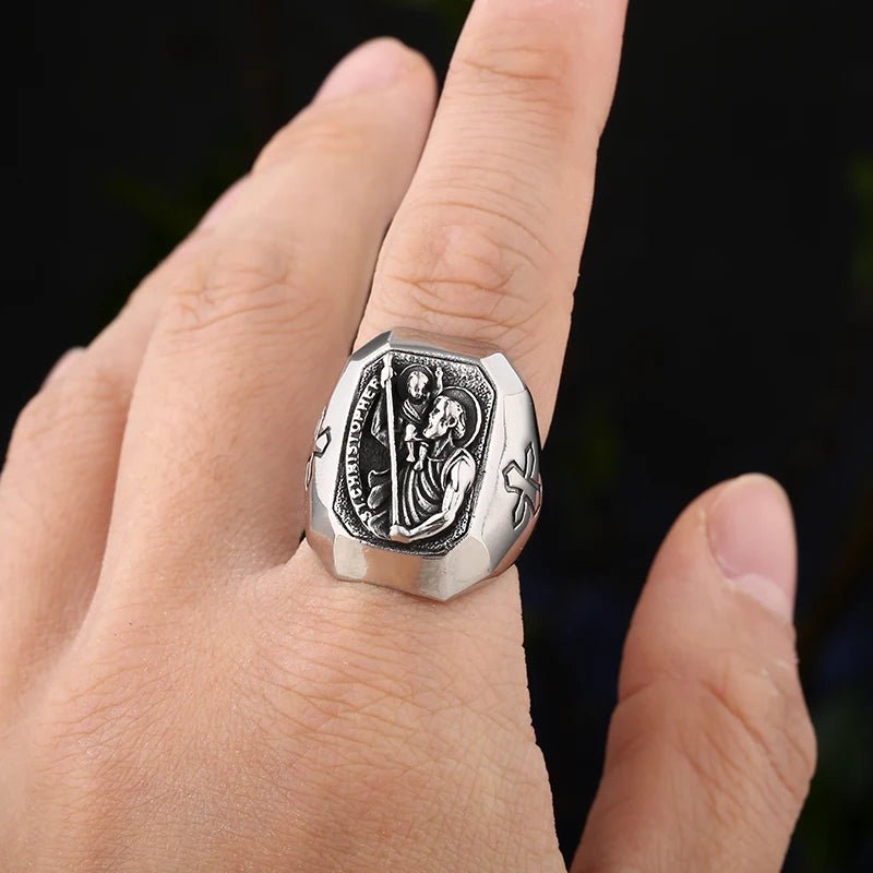 St. Christopher Cross Ring - Chrome Cult