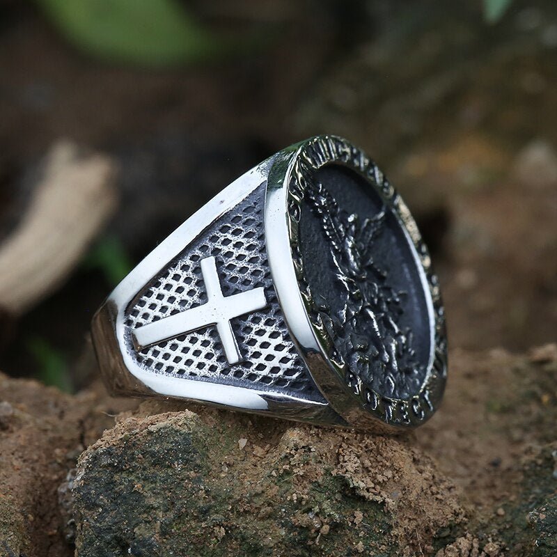 St. Michael Protect Us Ring - Chrome Cult
