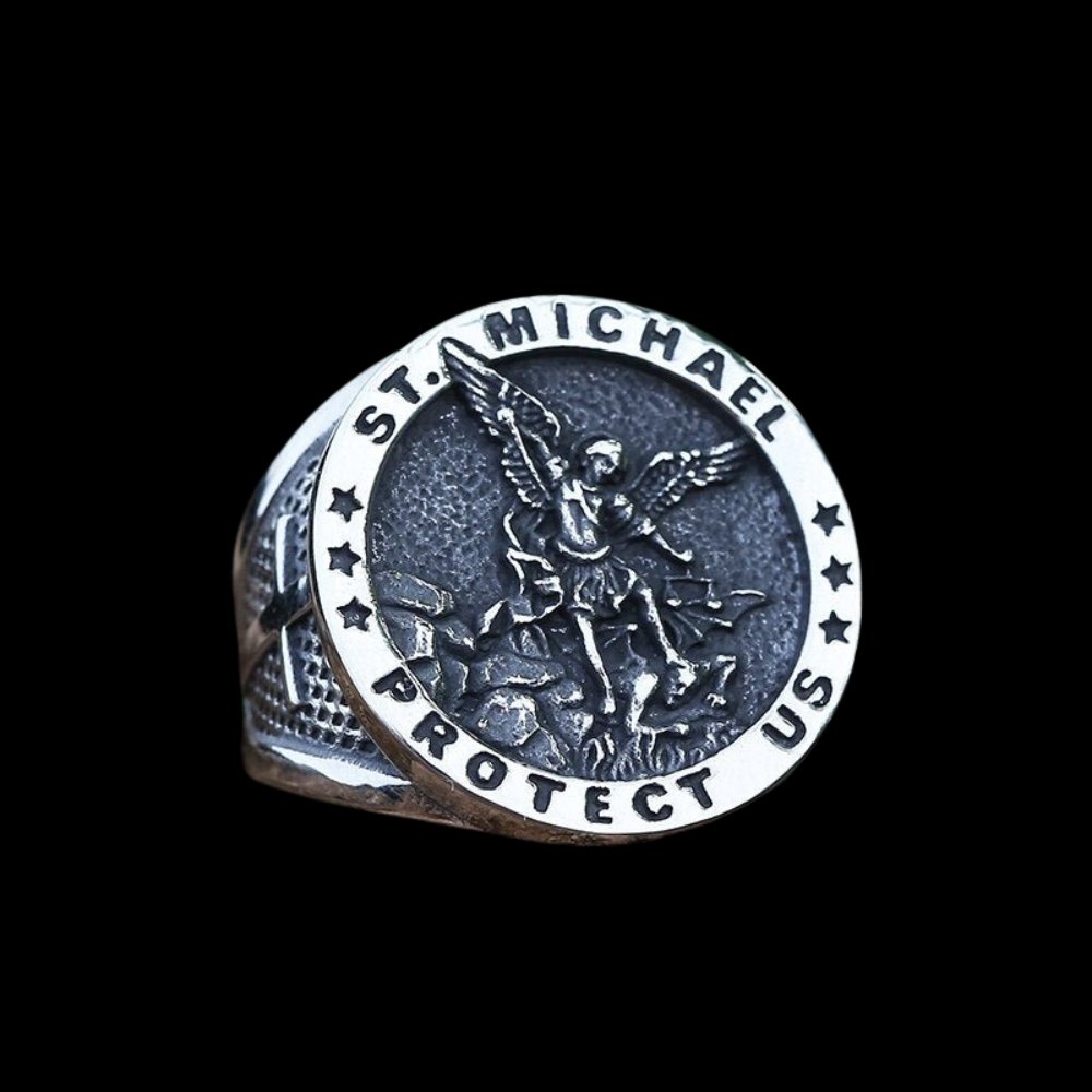 St. Michael Protect Us Ring - Chrome Cult